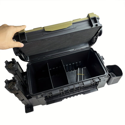 Deluxe Double-Layer Fishing Tackle Box – Waterproof, Sturdy ABS, Secure Lock Closure, Black