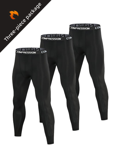 3-Pack Men’s Compression Athletic Leggings – Breathable, Stretchy &amp; Supportive