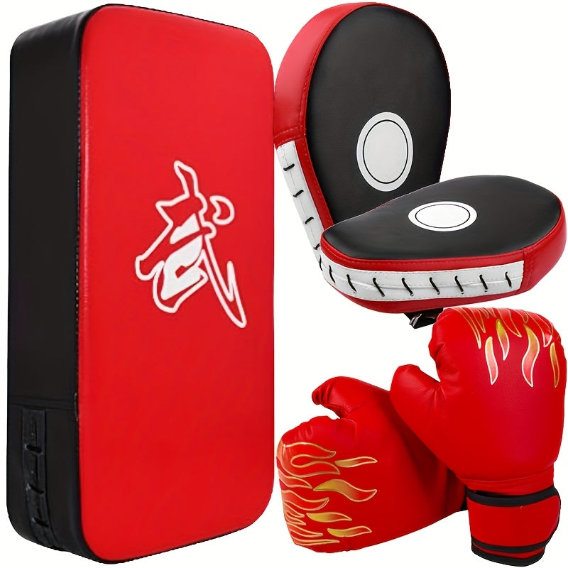 3-in-1 Boxing Training Set – Punching Mitts, Kick Pads & Gloves (5pcs)