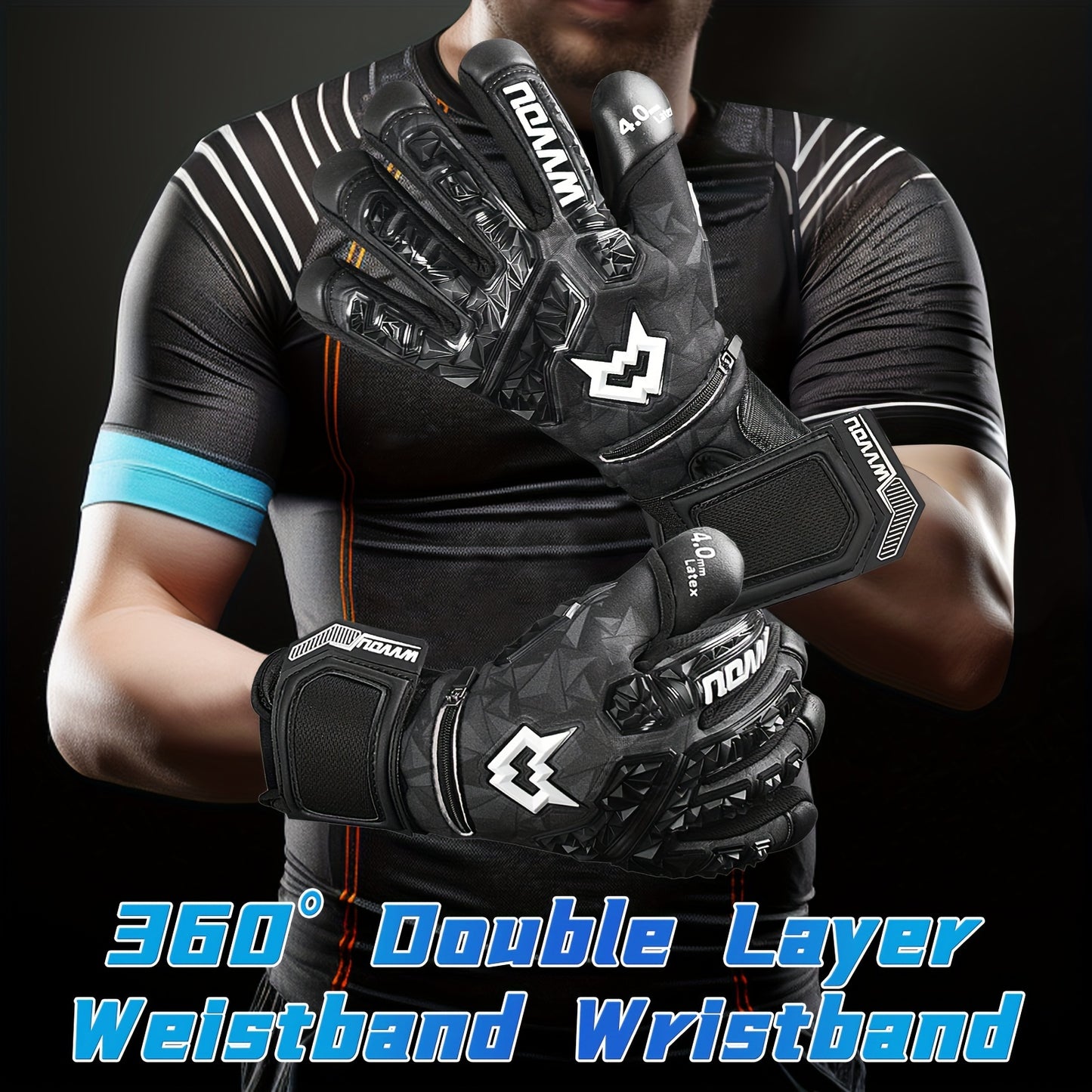 Adult Football Goalkeeper Gloves with Finger Protection and Sticky Latex Grip