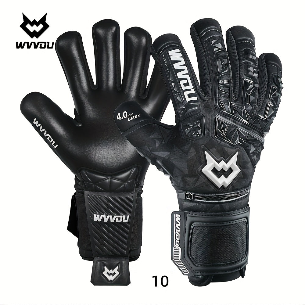 Adult Football Goalkeeper Gloves with Finger Protection and Sticky Latex Grip