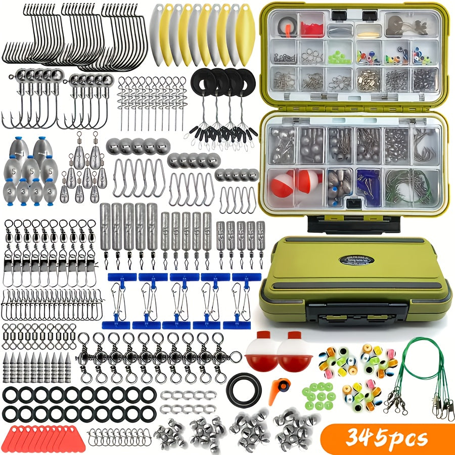 345-Piece All-in-One Fishing Gear Kit with Tackle Boxes – Hooks, Sinkers, Bobbers & More