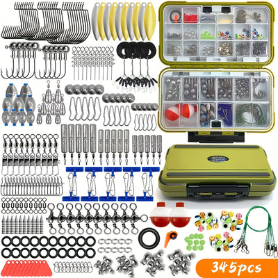 345-Piece All-in-One Fishing Gear Kit with Tackle Boxes – Hooks, Sinkers, Bobbers & More