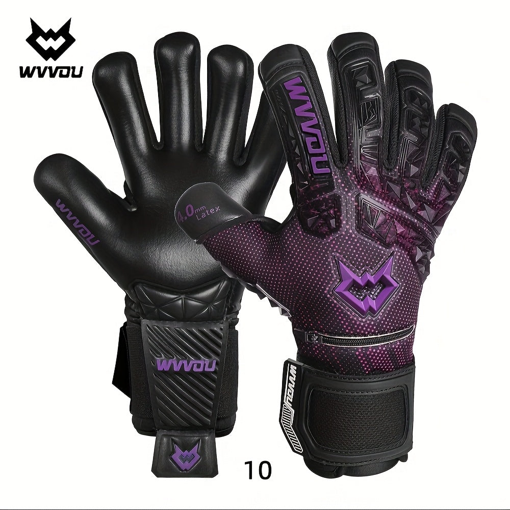 Adult Football Goalkeeper Gloves with Finger Protection and Sticky Latex Grip
