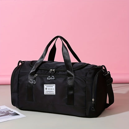 Portable Travel &amp; Fitness Bag with Shoe Compartment – Black