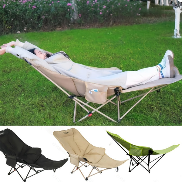 Adjustable Folding Camping Chair – Ergonomic 2-in-1 Lounge &amp; Footrest