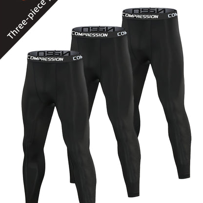 3-Pack Men’s Compression Athletic Leggings – Breathable, Stretchy &amp; Supportive