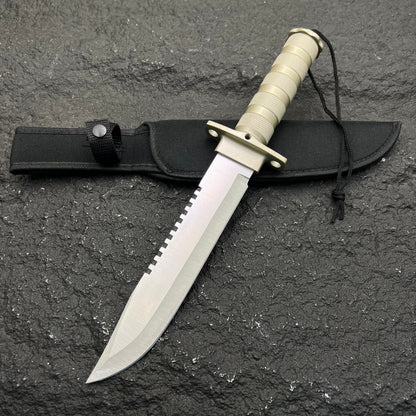 Premium Multi‑Use Outdoor Survival Knife with Compass & Matches – Fixed Blade Camping Knife