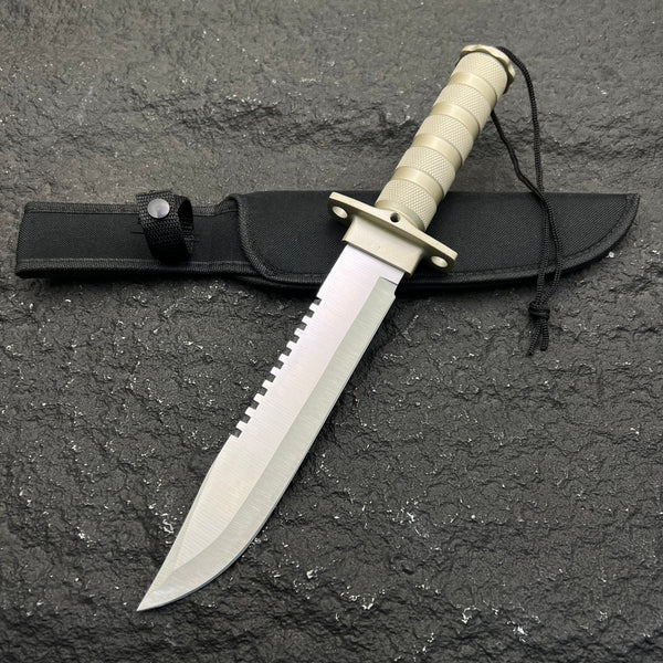 Premium Multi‑Use Outdoor Survival Knife with Compass & Matches – Fixed Blade Camping Knife