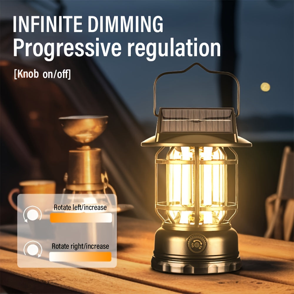 Rechargeable Dimmable LED Camping Lantern with USB Charging and Hook