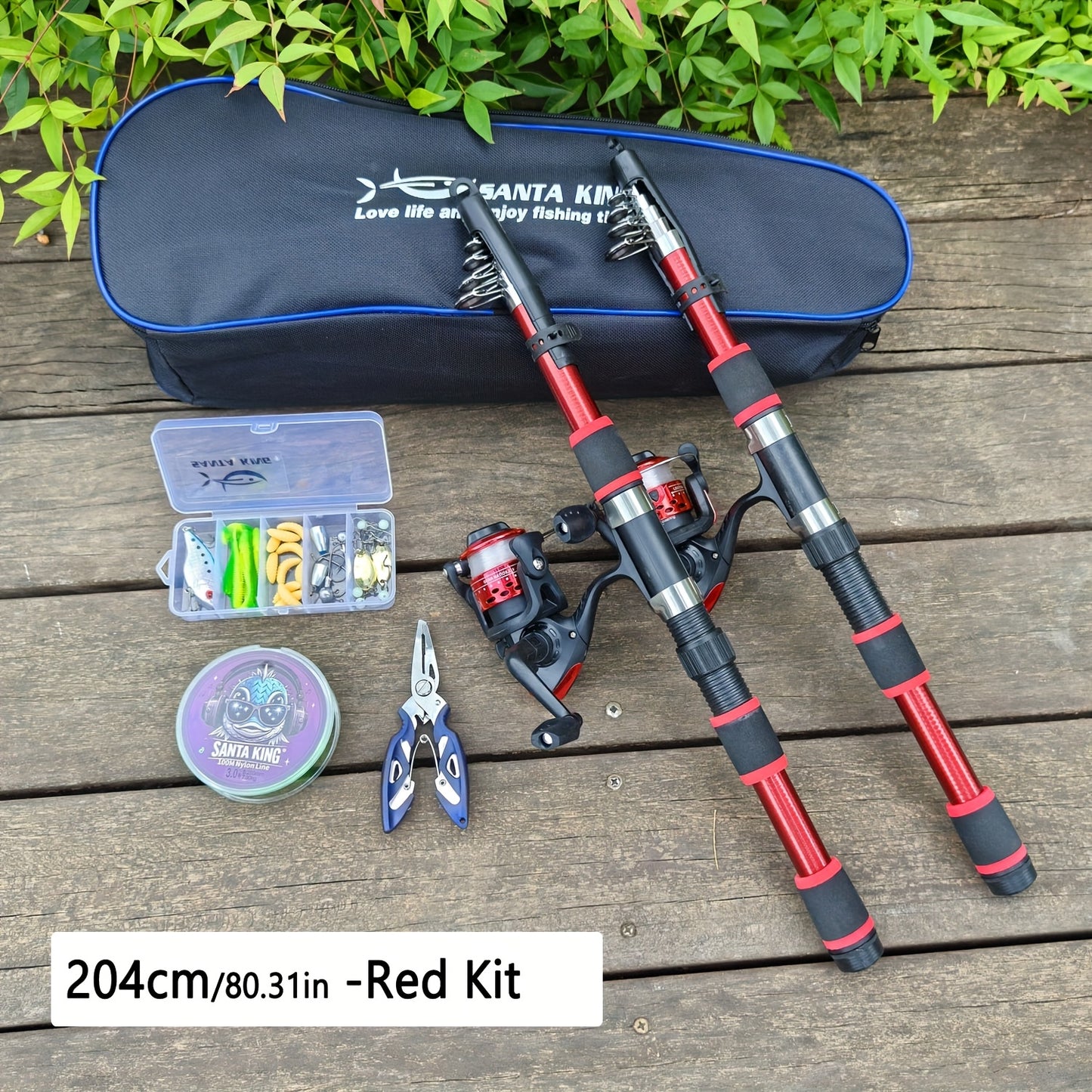 2-Piece Telescopic Fishing Rod & Reel Combo Set with 100m Line and Gear Bag