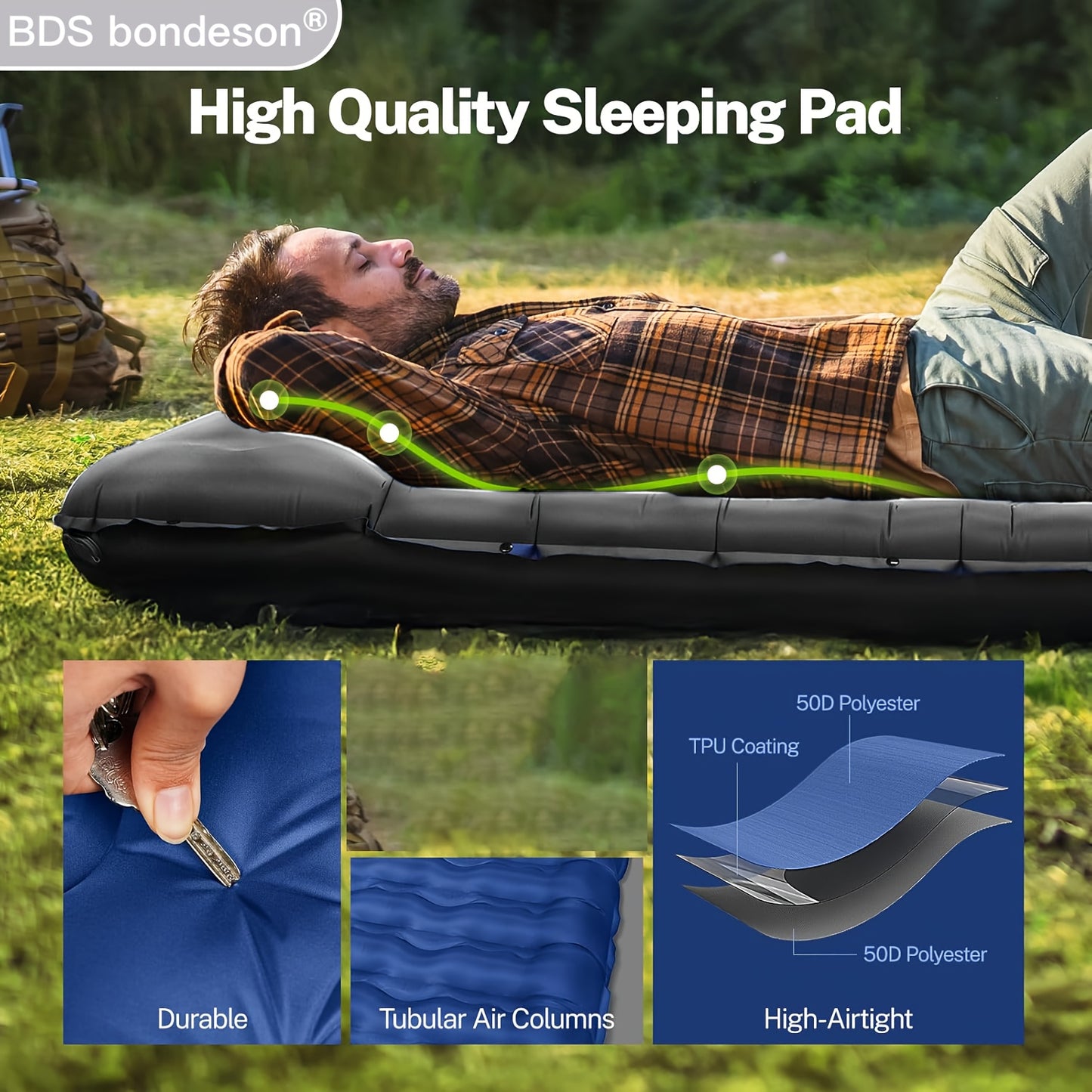 Single-Person Self-Inflating Camping Mattress – Extra-Thick &amp; Portable