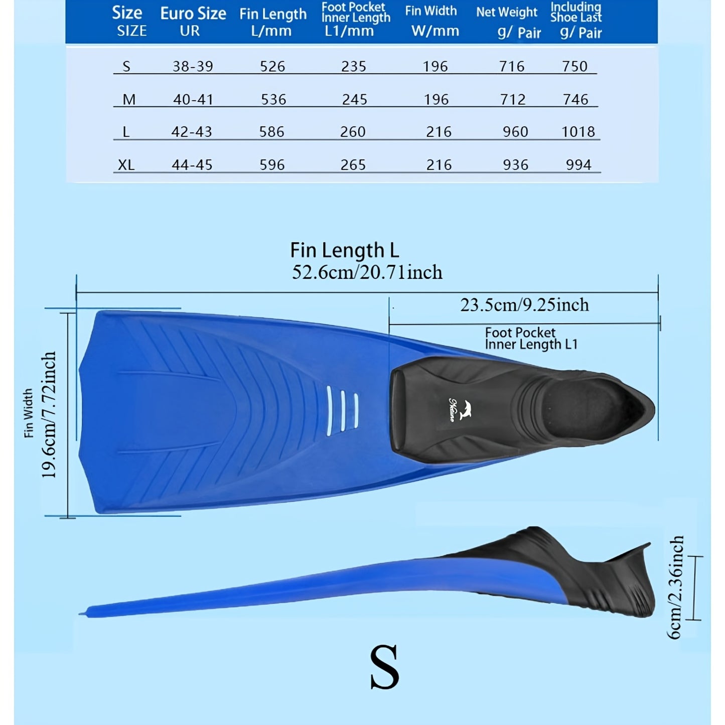 Mid-Length Full-Foot Swimming & Snorkeling Fins – Rubber & PP – Mixed Color