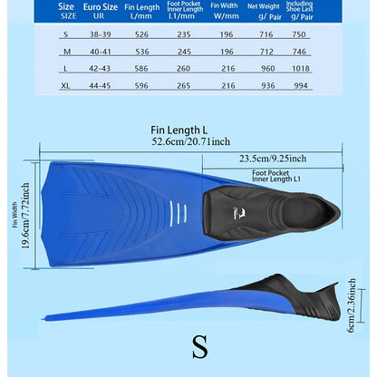 Mid-Length Full-Foot Swimming & Snorkeling Fins – Rubber & PP – Mixed Color