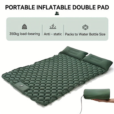 Double Camping Air Mattress with Pillow – Portable &amp; Comfortable Sleeping Pad