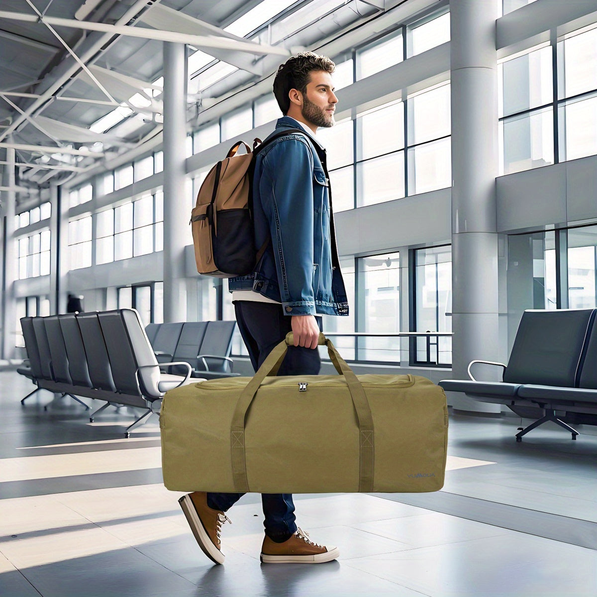 100L Extra Large Travel &amp; Sports Duffle Bag – Black