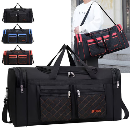 Extra-Large Travel Duffel Bag with Multi-Pocket Design – Red, Blue, Black