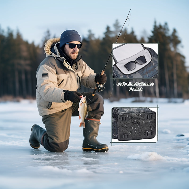 Portable Fishing Tackle Backpack – Large Multi-Compartment Bag with Rod Holder