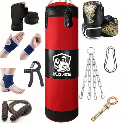 4-Foot Empty Punching Bag Set with Boxing Gloves – Muay Thai & MMA Training