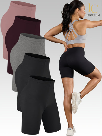 Women's 5-Pack High-Stretch Biker Shorts – Comfortable Workout &amp; Everyday Wear