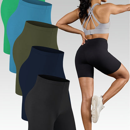 Women's 5-Pack High-Stretch Biker Shorts – Comfortable Workout &amp; Everyday Wear