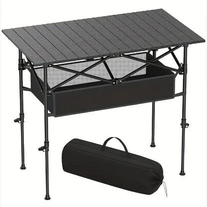 Portable Folding Outdoor Table with Mesh Pocket &amp; Storage Bag