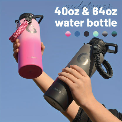 Large Insulated Stainless Steel Water Bottle – 40oz &amp; 64oz with Accessories