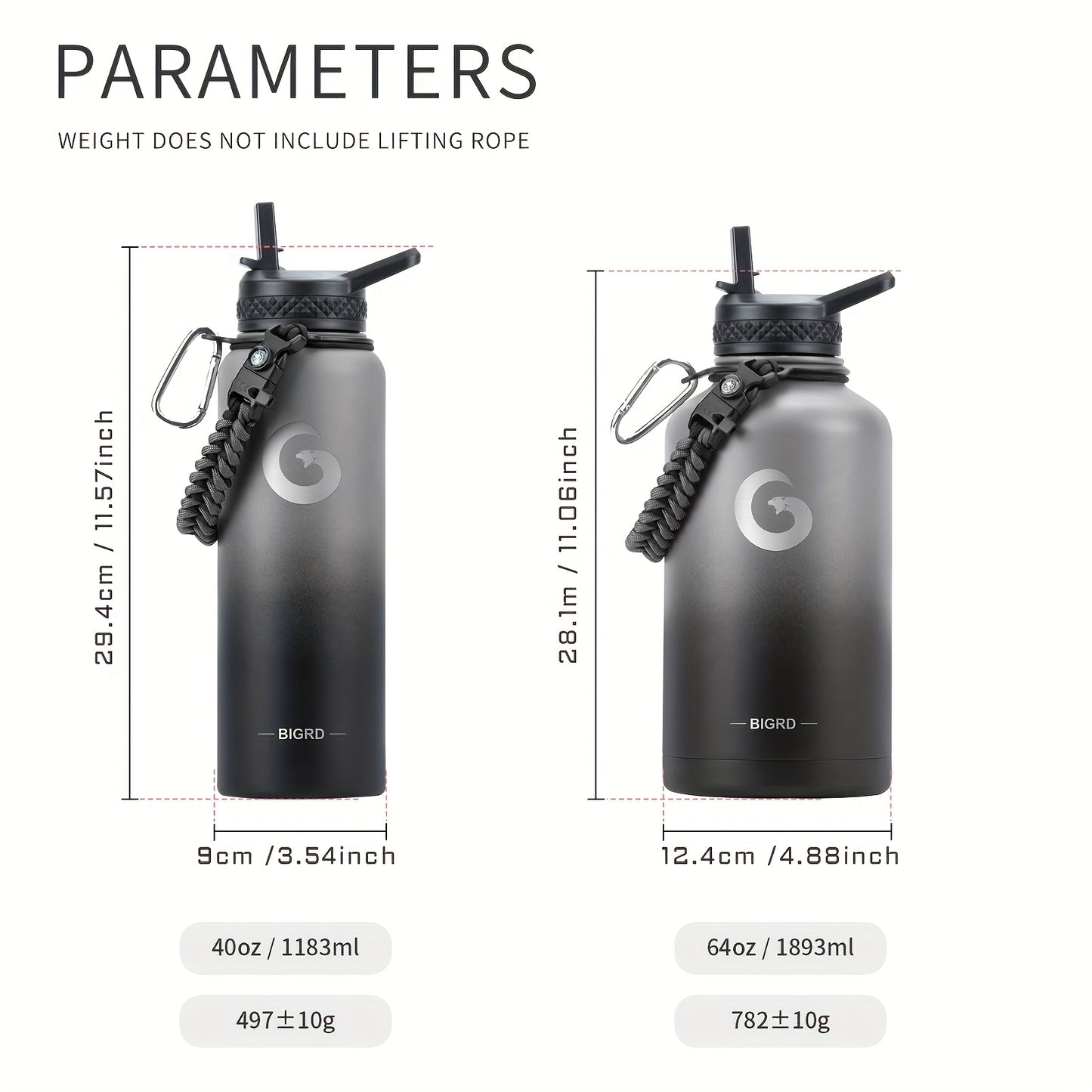 Large Stainless Steel Insulated Water Bottle – Leakproof with Dual Lids &amp; Straws