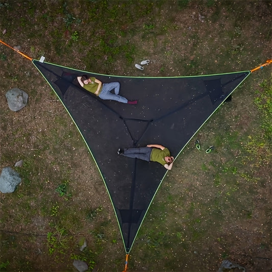 Multi-Person Triangular Hammock with Mesh Storage Bags