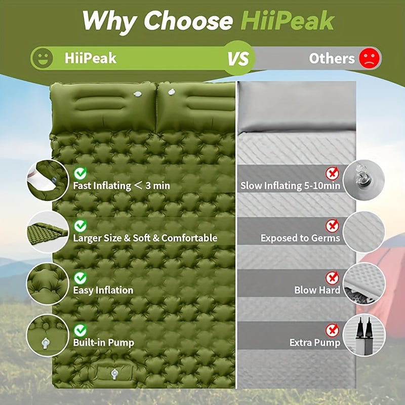 Two-Person Self-Inflating Camping Mattress – Thick, Comfortable &amp; Portable