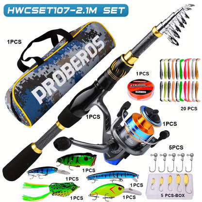Offshore Fishing Rod & Reel Combo Kit – Spinning Reel, Telescopic Rod, Lures & Accessories