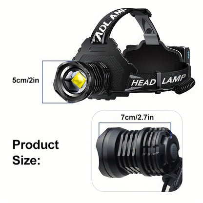 Upgraded 1700LM Rechargeable LED Headlamp with Adjustable Spotlight and Floodlight