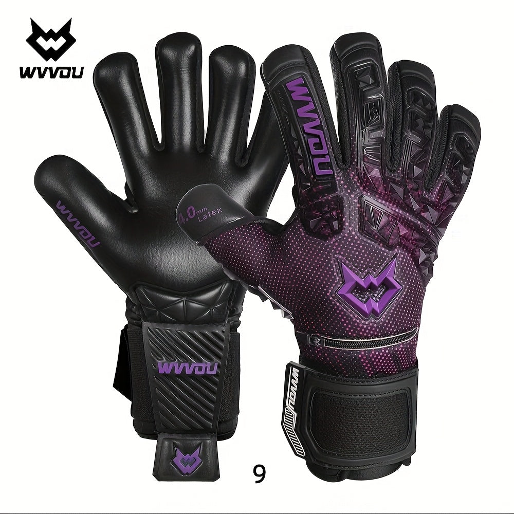 Adult Football Goalkeeper Gloves with Finger Protection and Sticky Latex Grip