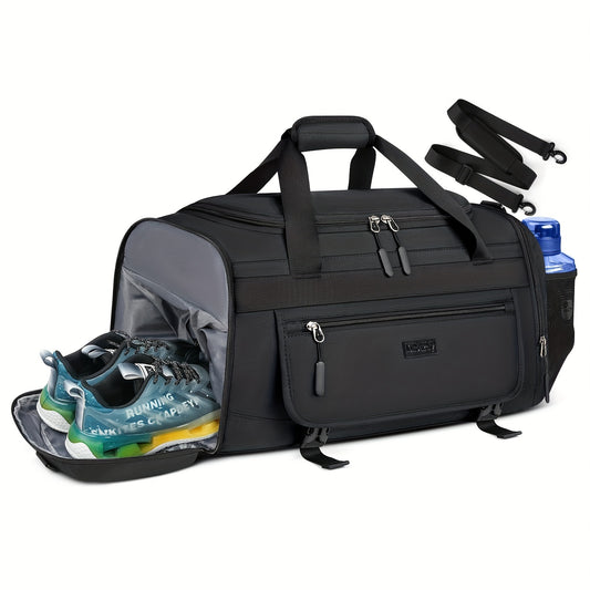 40L/55L Sports &amp; Travel Duffel Bag with Shoe Compartment – Black
