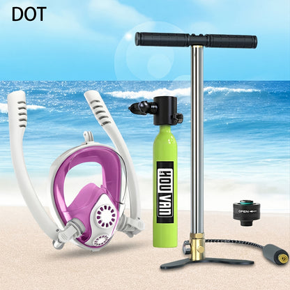0.5L Portable Diving Tank & Full-Face Snorkel Mask Set – Underwater Breathing for 5-10 Minutes – Black