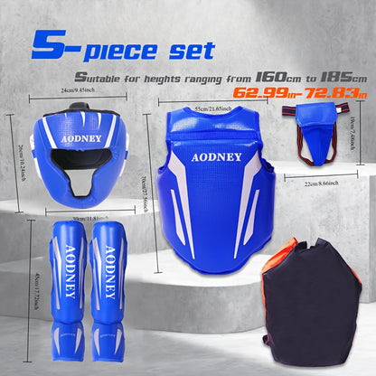 5-Piece Sanda & Boxing Protective Gear Set – Thick PU Training Protection