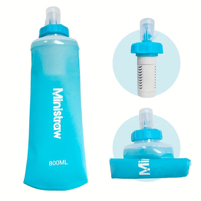 Collapsible Water Bottle with Replaceable Filter – 800ml BPA-Free