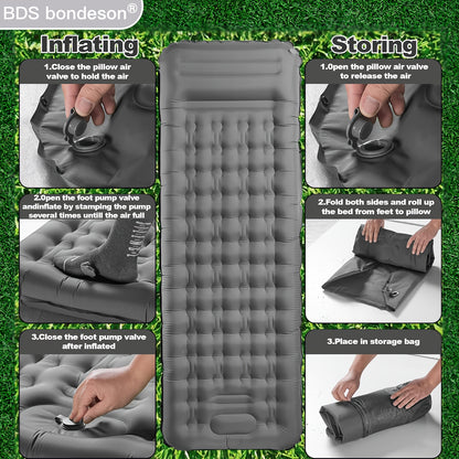 Single-Person Self-Inflating Camping Mattress – Extra-Thick &amp; Portable