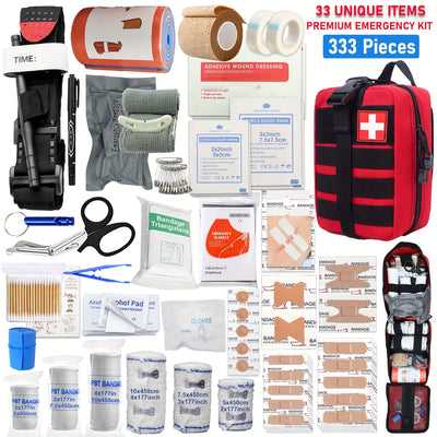 333-Piece Professional First Aid Kit – Complete Outdoor Emergency & Survival Gear for Hiking, Camping, Travel, and Adventures