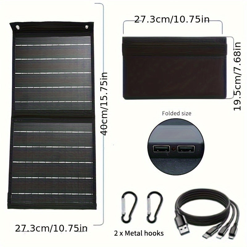 60W Foldable Solar Panel Charger with Dual USB Ports