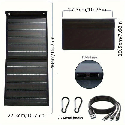 60W Foldable Solar Panel Charger with Dual USB Ports