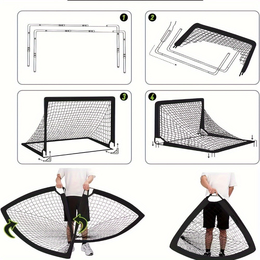 2-Pack Portable Collapsible Soccer Goals – Heavy-Duty Nylon