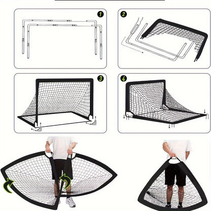 2-Pack Portable Collapsible Soccer Goals – Heavy-Duty Nylon