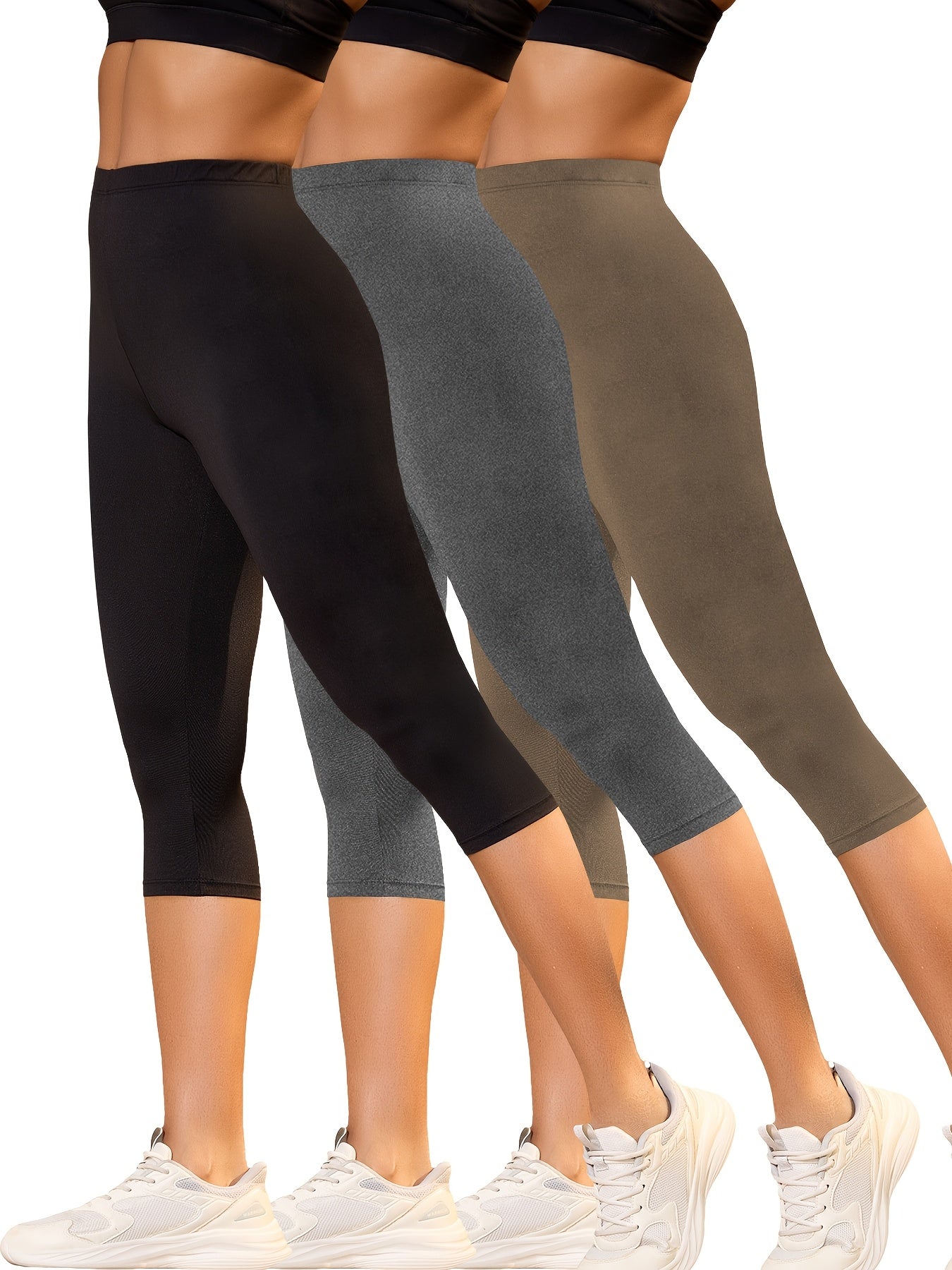 3-Pack Women's High-Stretch Capri Leggings