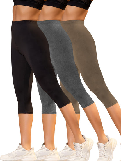 3-Pack Women's High-Stretch Capri Leggings