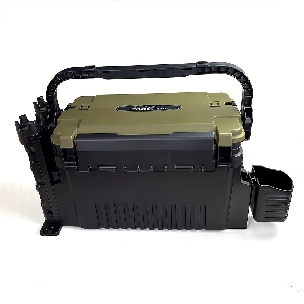 Deluxe Double-Layer Fishing Tackle Box – Waterproof, Sturdy ABS, Secure Lock Closure, Black