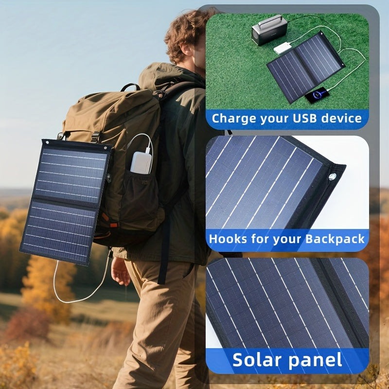60W Foldable Solar Panel Charger with Dual USB Ports