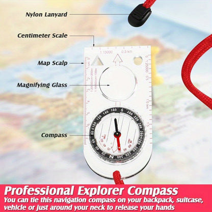 High-Precision Acrylic Compass with Magnetic Declination