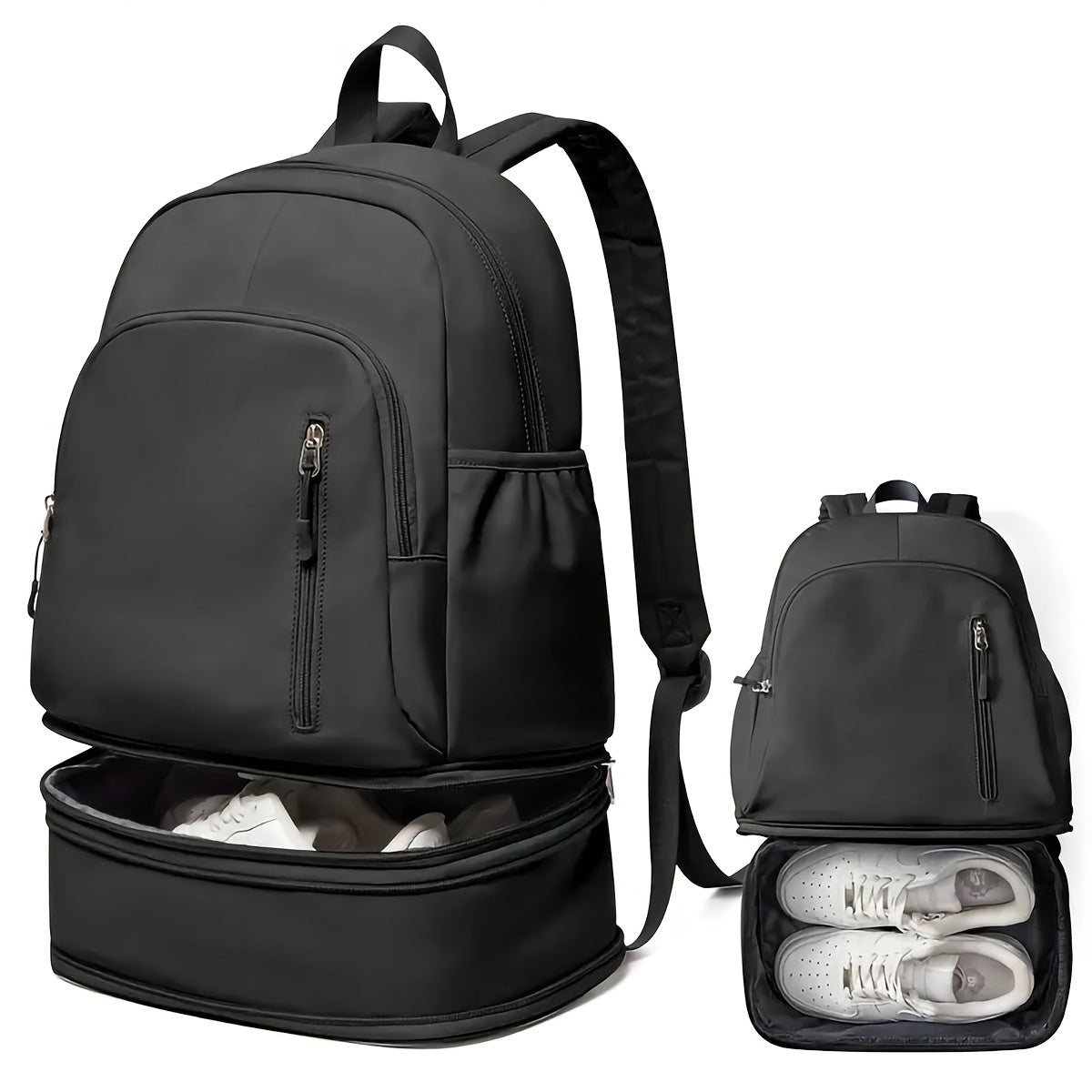 Stylish Black Backpack with Shoe Compartment