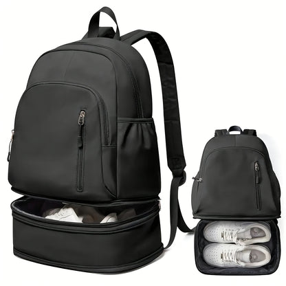 Stylish Black Backpack with Shoe Compartment